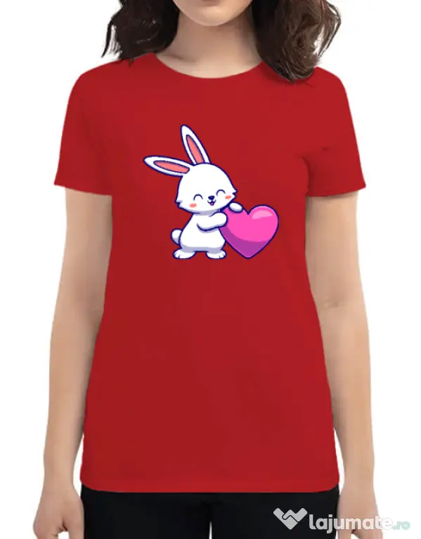 Tricou personalizat dama LOVE BUNNY Rosu
