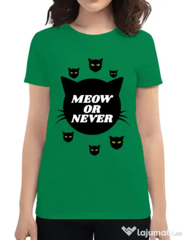 Tricou ADLER dama Meow or never Verde mediu