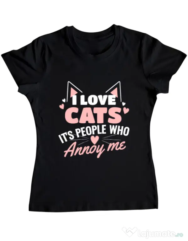 Tricou ADLER dama I love cats Negru