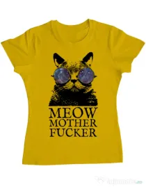 Tricou ADLER dama Meow motherfucker Galben