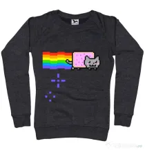 Bluza ADLER dama Nyan cat Negru melanj