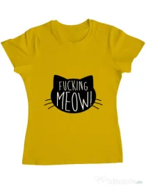 Tricou ADLER dama Fucking meow Galben