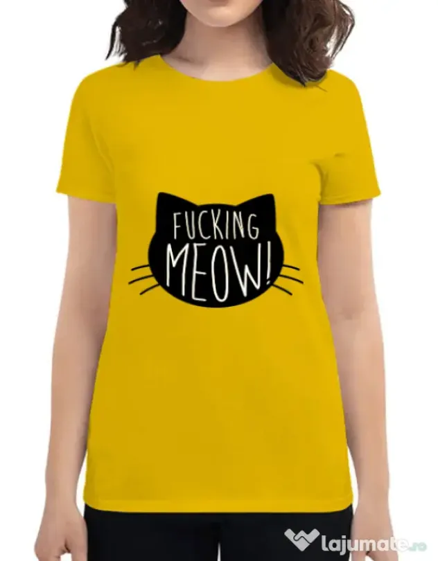 Tricou ADLER dama Fucking meow Galben
