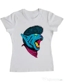 Tricou ADLER dama Cat Punk Alb