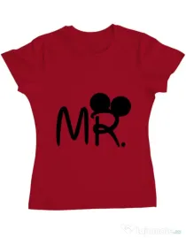 Tricou ADLER dama Mr Mickey Rosu