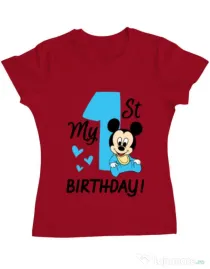 Tricou ADLER dama My first birthday Rosu