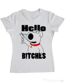 Tricou ADLER dama Hello bitches Alb