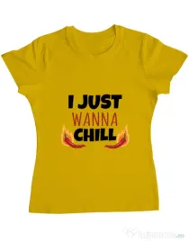 Tricou ADLER dama I just wanna chill Galben