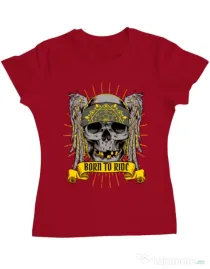 Tricou ADLER dama Born to ride Rosu