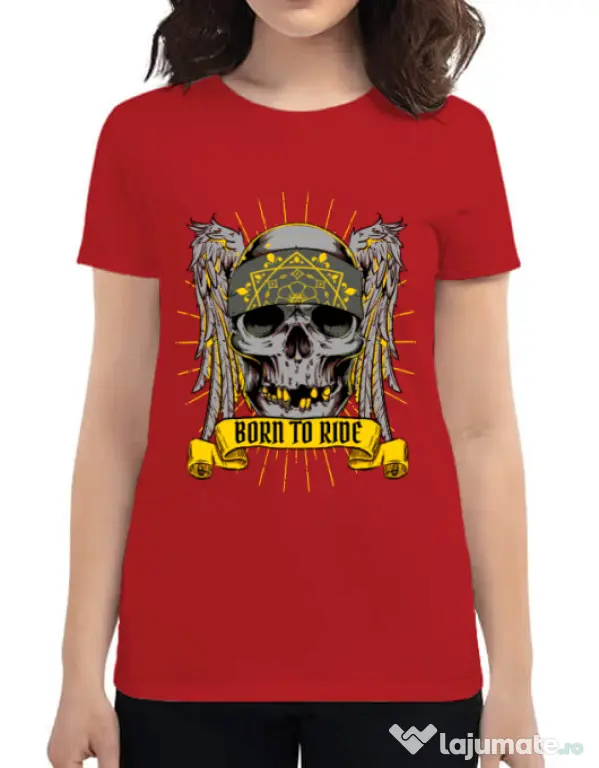 Tricou ADLER dama Born to ride Rosu