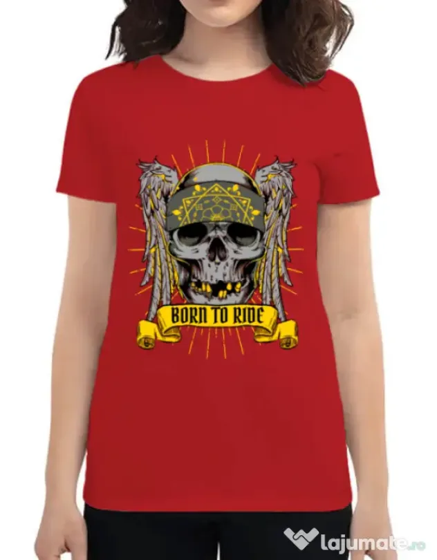 Tricou ADLER dama Born to ride Rosu