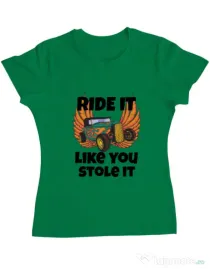 Tricou ADLER dama Ride it like you stole it Verde mediu