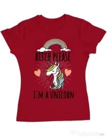 Tricou ADLER dama Bitch Please Rosu
