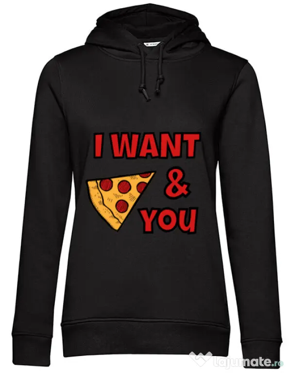 Hoodie dama cu gluga I want you Negru