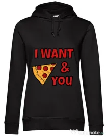 Hoodie dama cu gluga I want you Negru