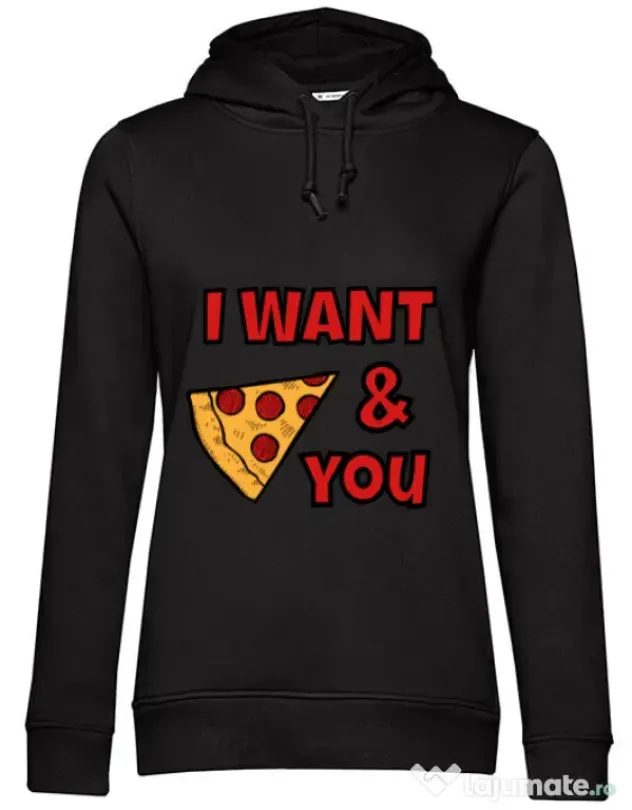 Hoodie dama cu gluga I want you Negru