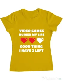 Tricou ADLER dama Video games ruined my life Galben