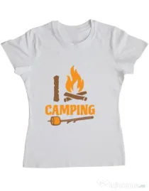 Tricou ADLER dama I love Camping Alb