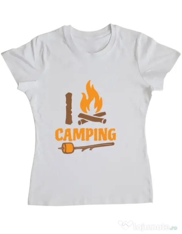 Tricou ADLER dama I love Camping Alb