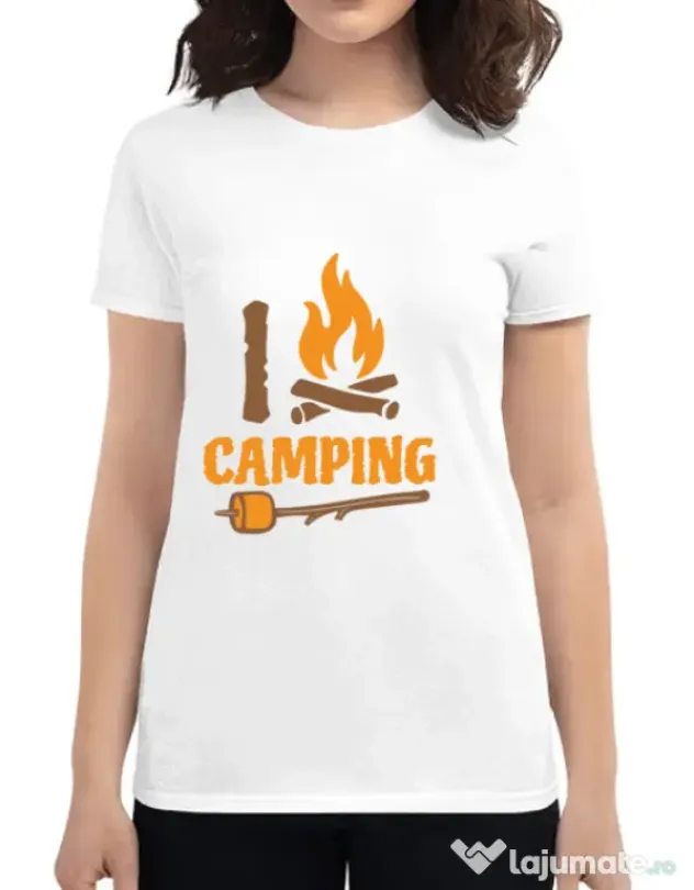 Tricou ADLER dama I love Camping Alb