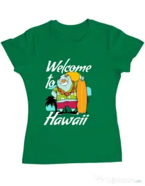 Tricou ADLER dama Welcome to Hawaii Verde mediu