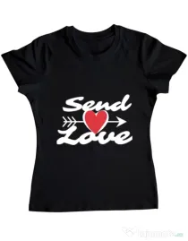 Tricou ADLER dama Send love Negru