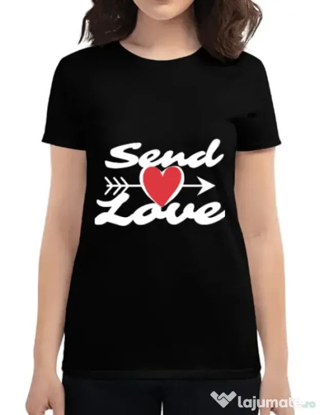 Tricou ADLER dama Send love Negru