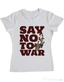 Tricou ADLER dama Say no to war Alb