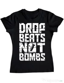 Tricou ADLER dama Drop beats, not bombs Negru