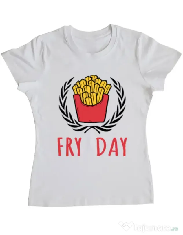 Tricou ADLER dama Fry Day Alb
