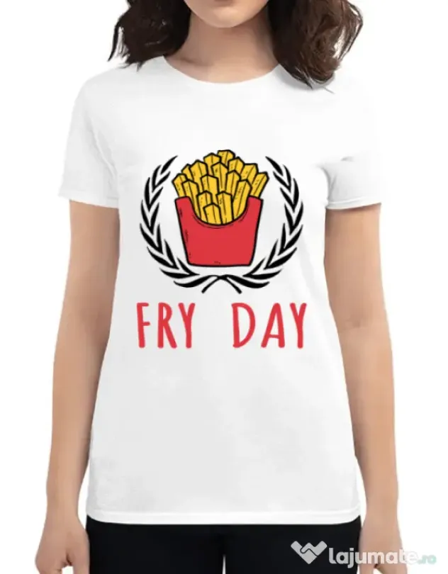 Tricou ADLER dama Fry Day Alb