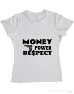 Tricou ADLER dama Money, power,respect Alb
