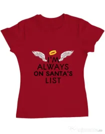 Tricou ADLER dama Always on santa’s list Rosu