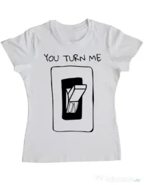 Tricou ADLER dama You turn me on Alb