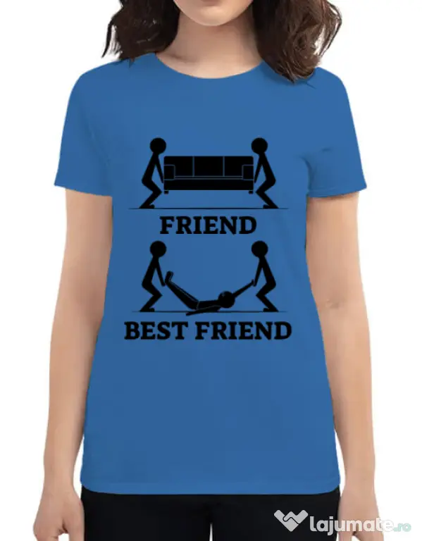Tricou ADLER dama Best friend Albastru azuriu