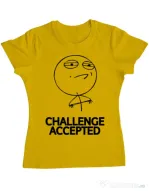 Tricou ADLER dama Challenge Accepted Galben