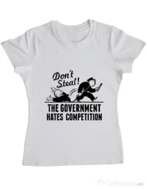 Tricou ADLER dama Don't steal Alb
