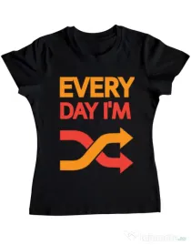 Tricou ADLER dama Every day i'm shuffling Negru