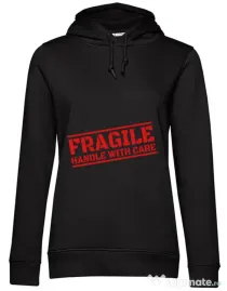 Hoodie dama cu gluga Fragile Negru