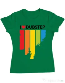 Tricou ADLER dama I love dubstep Verde mediu