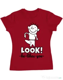 Tricou ADLER dama He likes you Rosu