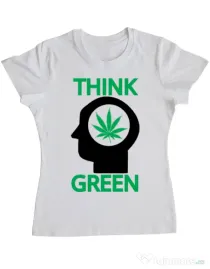 Tricou ADLER dama Think green Alb