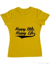 Tricou ADLER dama Happy life Galben
