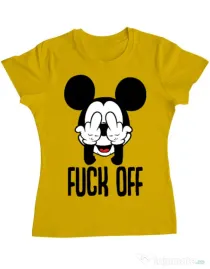 Tricou ADLER dama Fuck off Galben