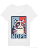 Tricou STANLEY STELLA dama Grumpy cat Nope Alb