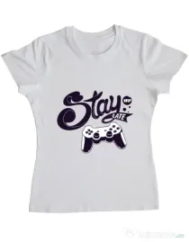 Tricou ADLER dama Stay up late Alb