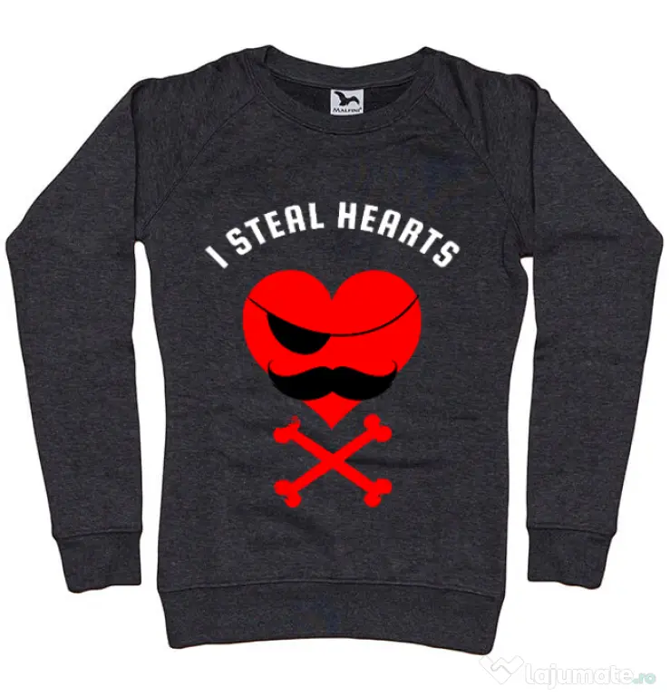 Bluza ADLER dama I steal hearts Negru melanj