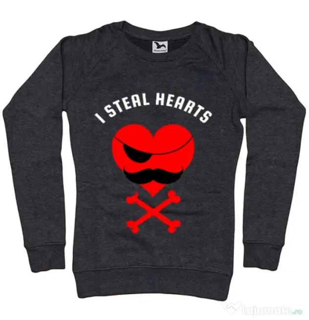 Bluza ADLER dama I steal hearts Negru melanj