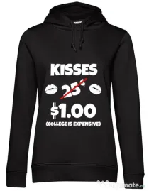 Hoodie dama cu gluga College is expensive Negru