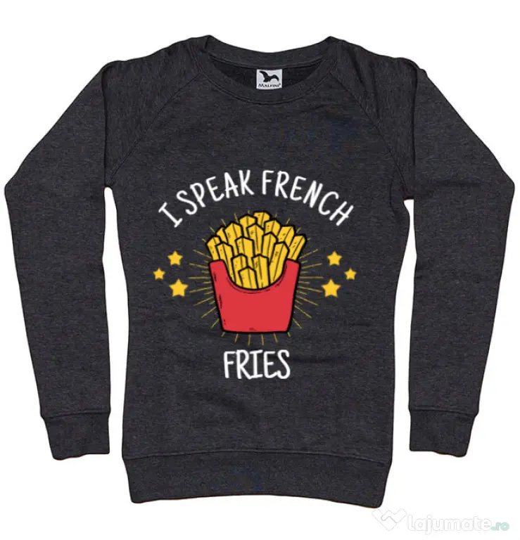 Bluza ADLER dama I speak french Negru melanj